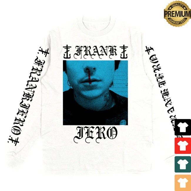 Official Frank Iero Merch Bloody Nose Blue Long Sleeve (White)